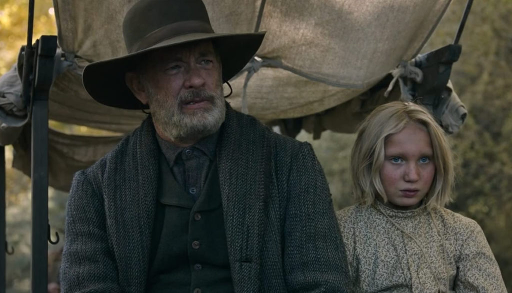 Tom Hanks and a little girl ride across 1800s Texas in News of the World.